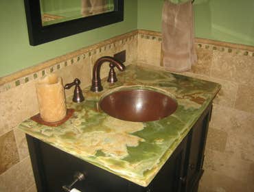 Onyx with limestone tiles