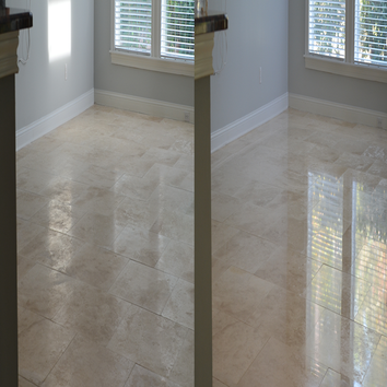 Travertine Polishing In this job we gave a polished finish to some recently installed travertine floors.