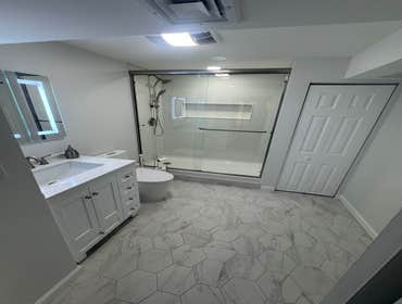 Basement bathroom with a pump up system
