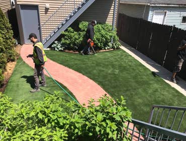 Artificial turf with a pathway