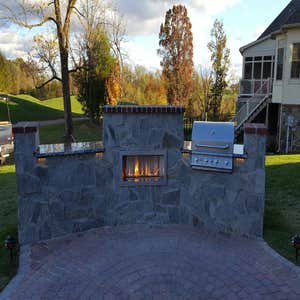 Natural stone fireplace