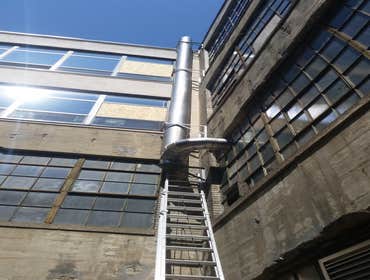 BU Spray Booth Room New stainless steel exhaust ductwork installed for a spray room at Boston University