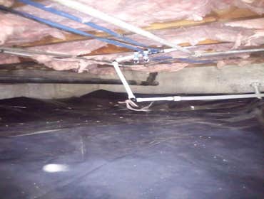 Crawl piping replacement, insulation and vapor barrier replacment Removed old damaged water pipe material, installed new pex piping, removed and dispos