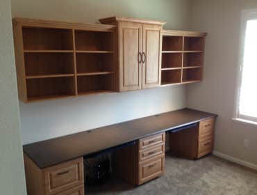 Offices We build custom offices that fit your space, needs, and preferences... Desks, drawers, bookcases, shelves, file cabinets, etc...
