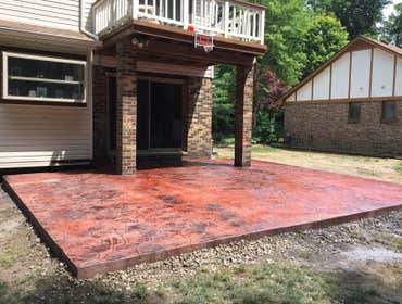 Photos by Guevara Alexander #1 A curated collection of our high-end residential concrete work, including stamped patios, exposed aggregate driveways, w