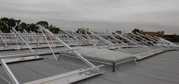 West Covina 68kW Solar project Ballasted rooftop 68kW installation on a commercial building facing the 10Fwy. 75kW commercial PVPowered inverter instal