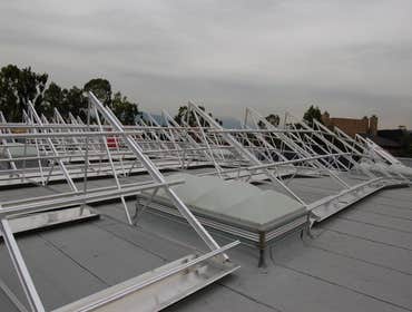 West Covina 68kW Solar project Ballasted rooftop 68kW installation on a commercial building facing the 10Fwy. 75kW commercial PVPowered inverter instal