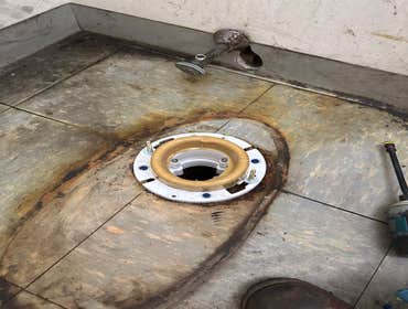 Toilet Flange Repair by All Star Plumbing, Heating and Air Conditioning #15 Toilet flange repair and toilet install in a machine shop. #americanstandar