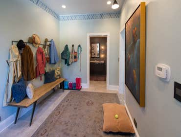Mud Room and Powder Room Remodel Total transformation area into a mud room and powder room