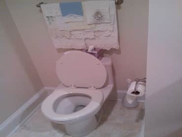 One piece toilet install