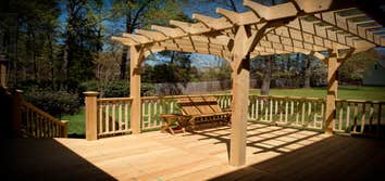 Peach Deck This project was a complete reconfiguring of the original deck and adding a pergola.