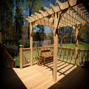 Peach Deck This project was a complete reconfiguring of the original deck and adding a pergola.