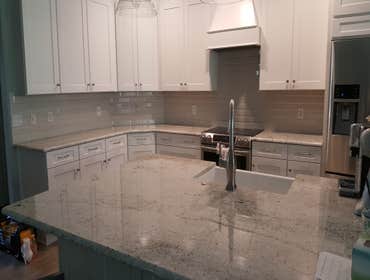 3"x12" beveled edge tile backsplash