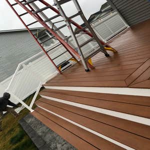 Backyard remodel This beautiful back yard was remodeled with a new lovely deck of high quality composite deck boards, a wrap around stamped and...