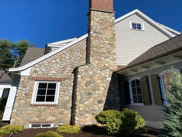 Wayland Hidden Springs Lane This is a new build construction where we did all of the masonry and hardscape work. Part of our scope was the fieldstone r