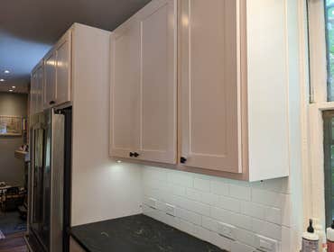 Spray Finished Kitchen Cabinets using Sherwin Williams Kem Aqua Lacquer by Wescott Painting in Pittsburgh, PA. 2 of 3.
