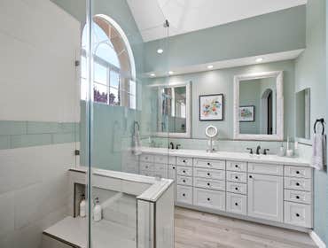 Full View bathroom Remodel, arcade window, natural light