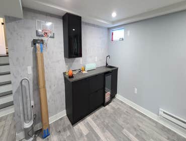 Livingston Basement Remodel of basement in Livingston to include bar, child's area.
