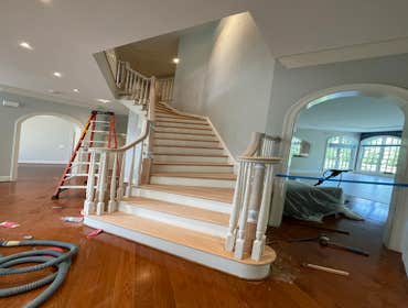 Photos by A&a Custom Floors LLC #9 white oak wood with country white stain and satin water base finish