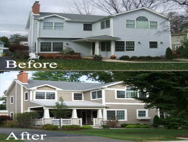 Exterior Facelift These homeowners wanted to enhance the curb appeal of their existing home to create more detail, depth and drama. The budget friend