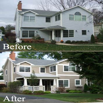 Exterior Facelift These homeowners wanted to enhance the curb appeal of their existing home to create more detail, depth and drama. The budget friend