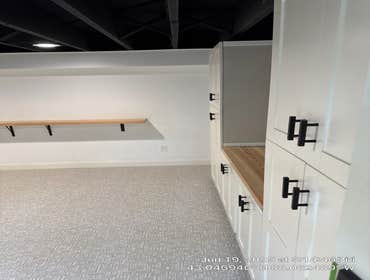 Elm Grove Basement #2 Basement remodel - this project included a white washed fireplace, custom built butcher block countertops, custom dutch oven buil