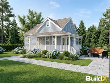 X-11 The Meadow ADU The Meadow ADU offers 775 GFA in a compact 26′×32′ footprint, featuring 1 bedroom, 1 bath, and a screened-in Farmer’s Porch (8′ x 1
