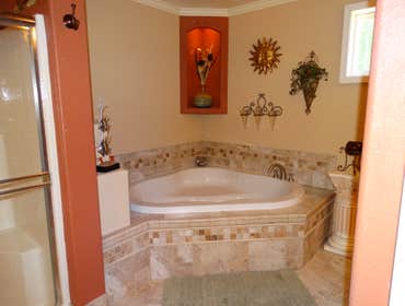 Bathroom Remodel Bathroom Expansion. From Design to Completion. To include converting an Antique dresser to a Beautiful Customed Vanity Sink