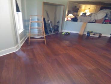 Photos by Oak and Stone Renovations #1 Insurance job. Small electrical fire damaging living room dining room and bath.