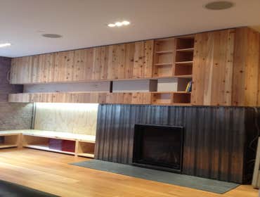 Fire place with steel and wood