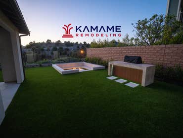 Sunken Firepit, Outdoor Kitchen, Family Room - Orange County How do you take an 1,800 sqft backyard that only has grass and turn it into the best backy