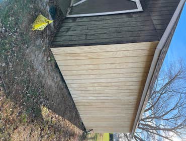 Photos by Kevin Morris #5 Replace rotted texture 111 on all sides of shed. Made a new door and corner boards and stained all new texture 111