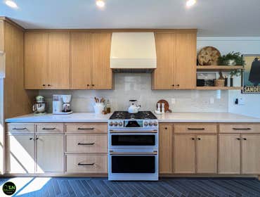 Custom kitchen @ Burbank Demo complete old kitchen & remodel complete with custom white reef oak cabinets & more