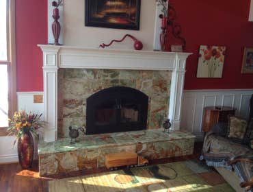Jade stone fireplace, mantel