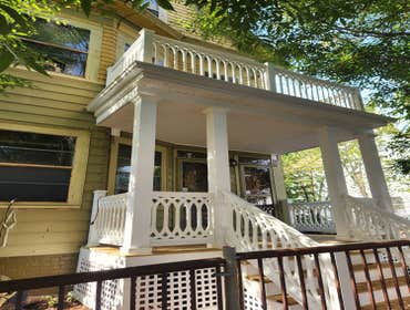 Custom-made two-story front porch, isn't it beautiful?