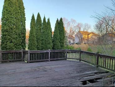 Deck-to-Patio Conversion Replaced an old deck with a durable, low-maintenance concrete patio, creating an upgraded outdoor space perfect for relaxation