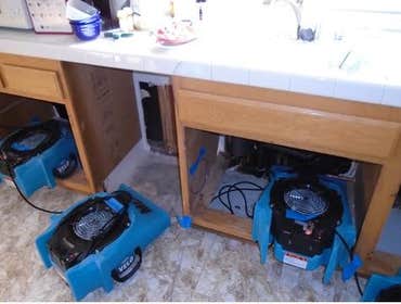 Resto-Medic Photos of an active water damage remediation site. A simple pinhole leak in a water pipe can cause extensive damage if not identified and 