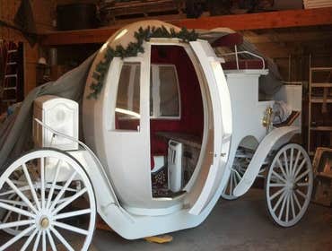 Wedding Carriage Me and my father built this for my sisters wedding.we had to by the Cassie ,but we built everything else .we formed the the cab with 