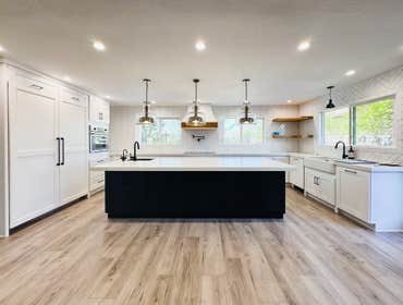 Kitchen Remodeling San Dimas, CA San Dimas kitchen transformation complete.
Clean lines and high-contrast finishes define this modern remodel.