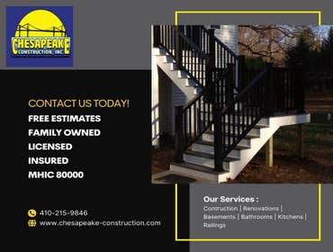 Exterior Railings Updating exterior railings will make the exterior of your home shine! Contact us today for a free estimate at 410-215-9846 or www.che