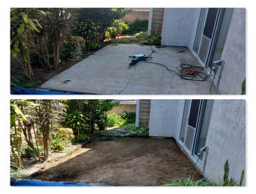 Side Yard concrete patio demo Corona before/after