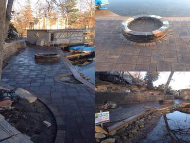 Firepit and retaining wall