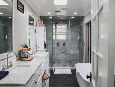 Bathroom Remodeling - Camarillo The original bathroom was stuck in the 80's with green creamy tile and a very awkward shower layout. During the design,