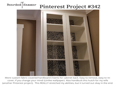 Custom fabric-lined shelf backing