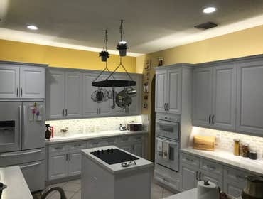 Diaz Kitchen New custom wood cabinetry, countertops and backsplash