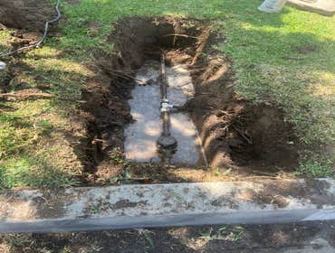 Water line spot repair On ¾ defective galvanized water main park way curb – leak detected found two defective areas – dug up meter and park way – remov