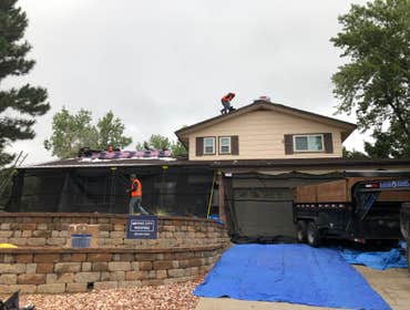 Setting up for roof replacement in Littleton, CO
