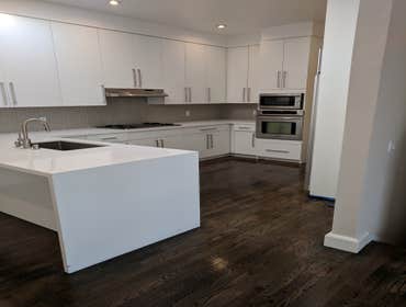 Common white oak, tongue & groove, rustic pewter stain, San Francisco