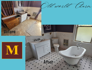 Photos by Martin Construction Services LLC #3 Renovated bathroom with old charm. 1903 home bath renovation they wanted a claw foot stand alone tub inst