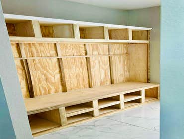 Photos by White Elephant Remodeling LLC #11 Mud Room built and painted to match custom cabinets and Quartz
